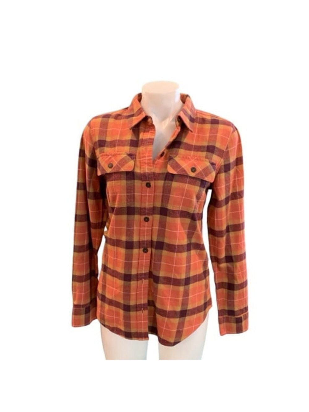 Patagonia Women's Long Sleeve Organic Cotton Fjord Flannel Shirtorange size s